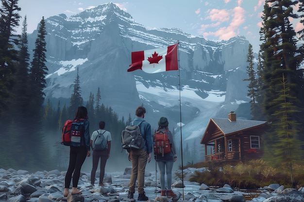 Foto gratuita gente che celebra il giorno del canada