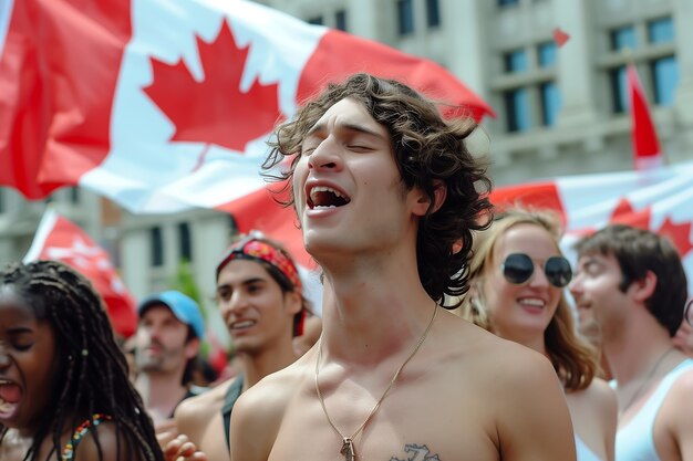 People celebrating canada day