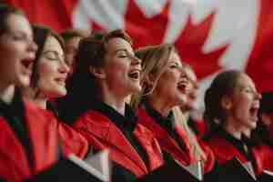 Free photo people celebrating canada day