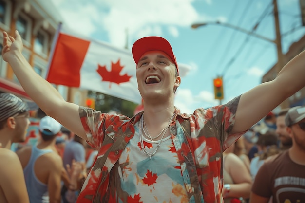 people celebrating canada day