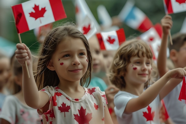 Foto gratuita gente che celebra il giorno del canada