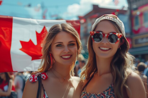 Foto gratuita gente che celebra il giorno del canada