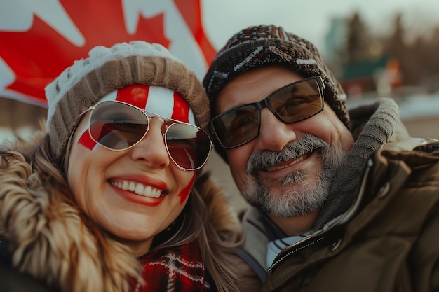 Free photo people celebrating canada day