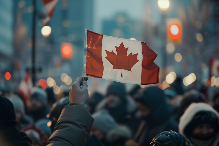 Free Photo people celebrating canada day