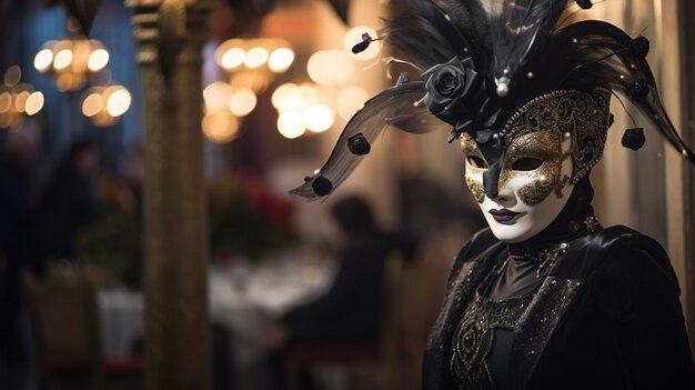 ヴェネツィアでマスクをして大晦日を祝う人々