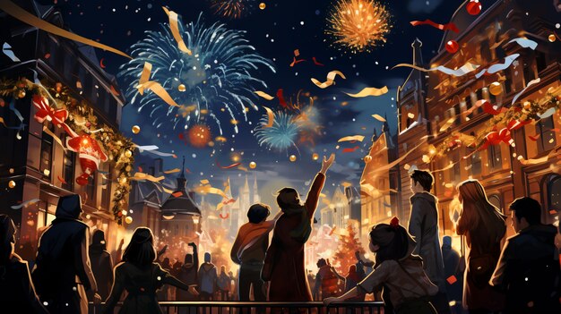 People celebrating new year's eve