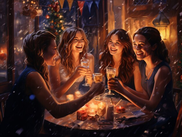 People celebrating  new year's eve