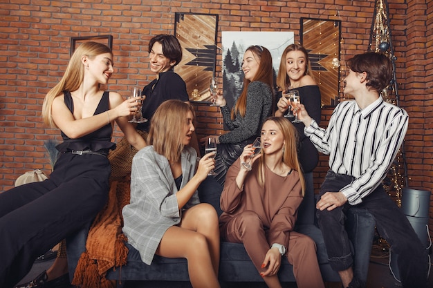 People celebrating a new year with a champagne