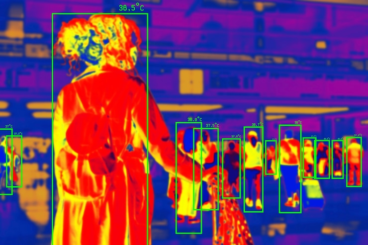 Free Photo people in colorful thermal scan with celsius degree temperature