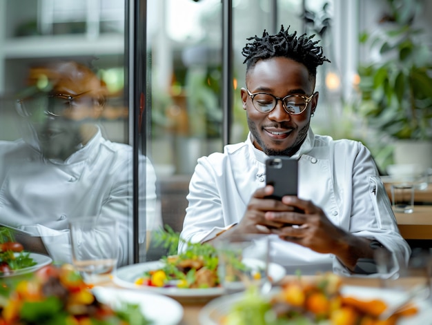 Foto gratuita persone che creano contenuti alimentari da caricare su internet per gli amanti del cibo