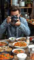 Free photo people creating food content to upload on the internet for food lovers