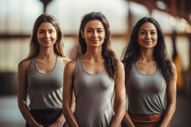 People doing yoga together in gym