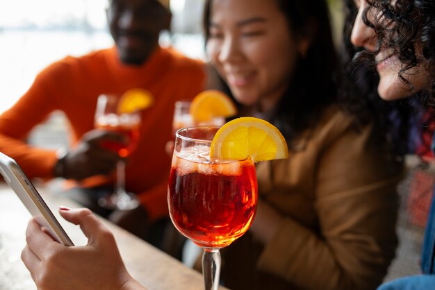 People drinking cocktails