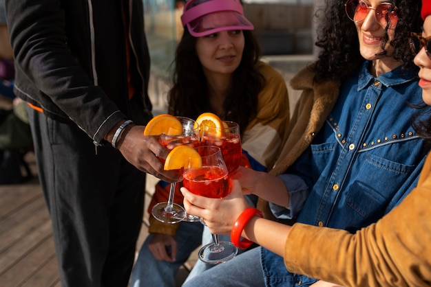 People drinking cocktails