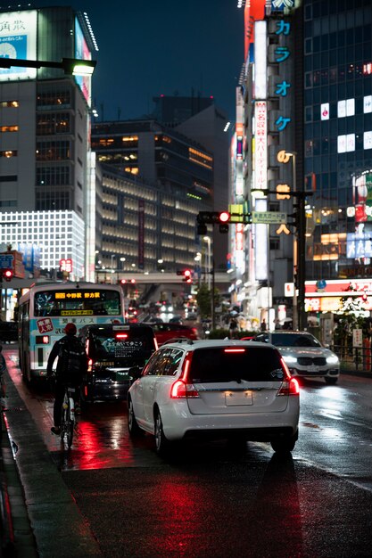 People driving cars on the city street