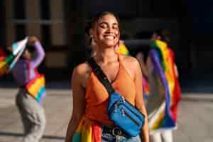 Free photo people enjoying the celebrations of the pride month