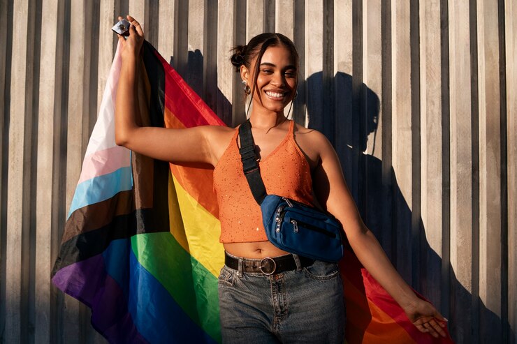 Free Photo people enjoying the celebrations of the pride month
