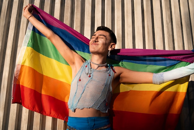 Free photo people enjoying the celebrations of the pride month