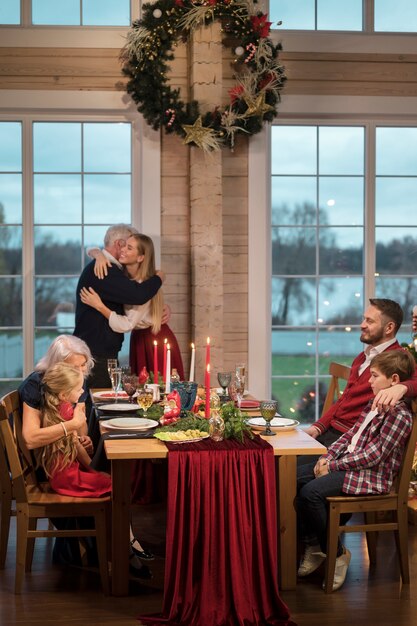 People enjoying a festive christmas gathering