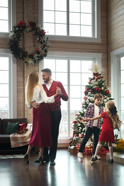 People enjoying a festive christmas gathering