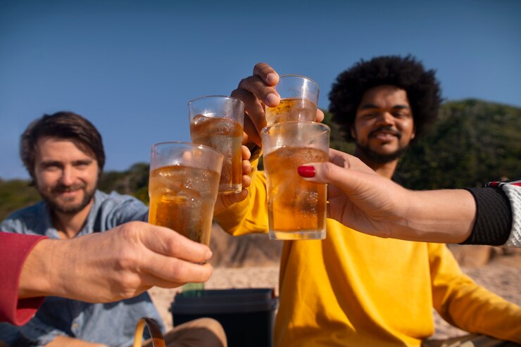 Free Photo people enjoying guarana drink outdoors
