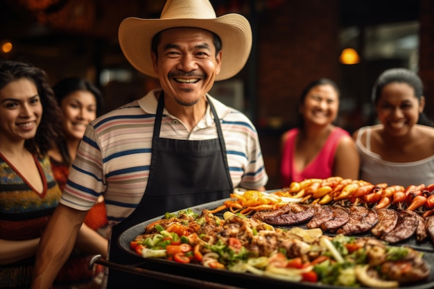 People enjoying mexican barbecue