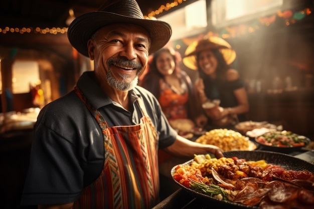 People enjoying mexican barbecue