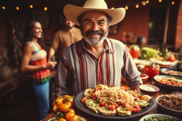 Free photo people enjoying mexican barbecue