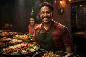 Free photo people enjoying mexican barbecue