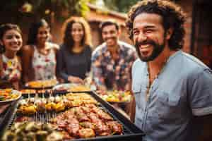 Foto gratuita persone che si godono il barbecue messicano