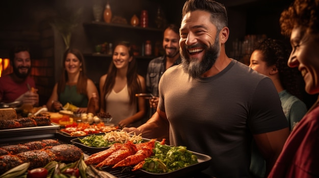 Free photo people enjoying mexican barbecue