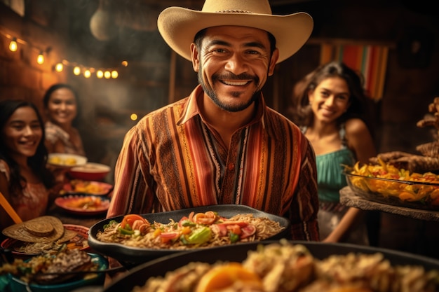 Free photo people enjoying mexican barbecue