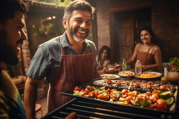 Free photo people enjoying mexican barbecue