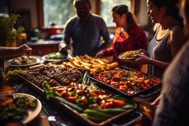 People enjoying mexican barbecue