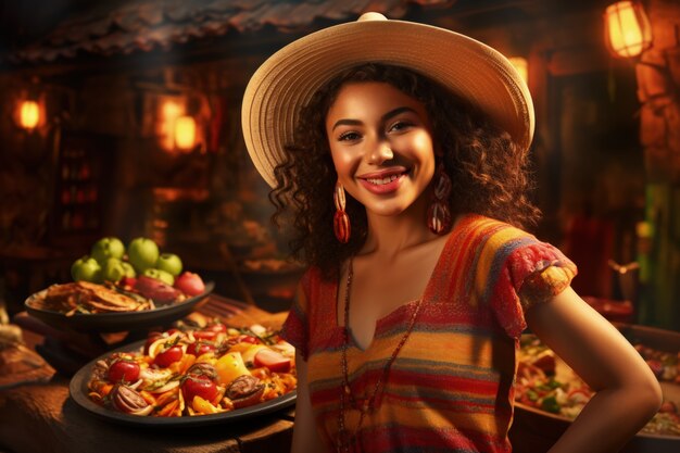 People enjoying mexican barbecue