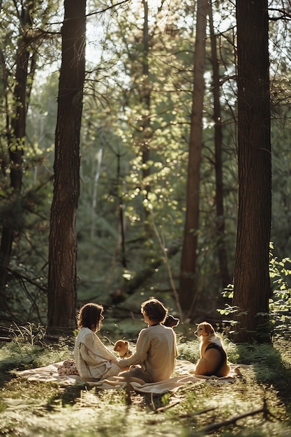 Free photo people enjoying a summer picnic day together outdoors