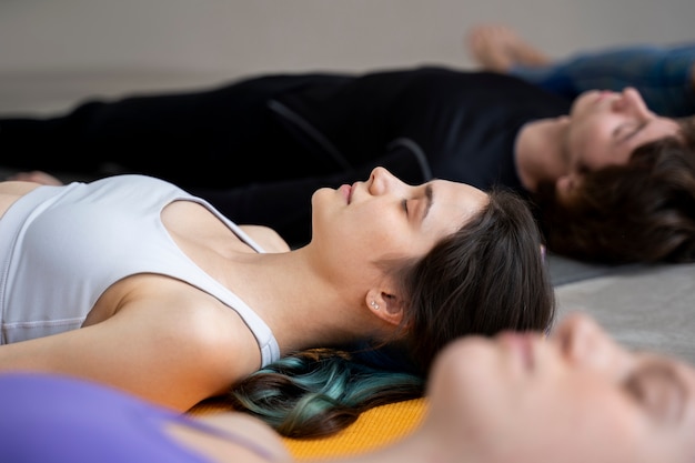 People enjoying yoga retreat