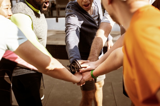 People exercising at fitness gym