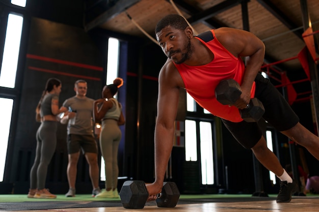 People exercising in the gym