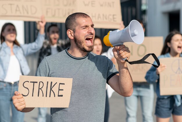 People gathered together for strike