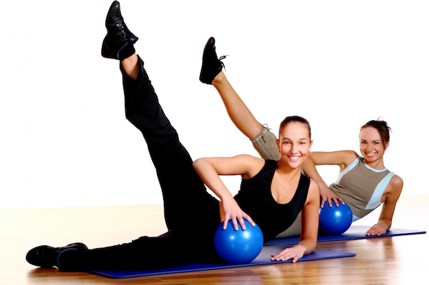 People group  doing fitness exercises