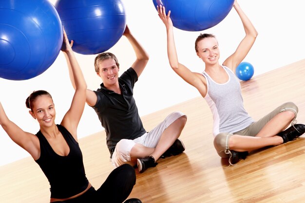 People group  doing fitness exercises