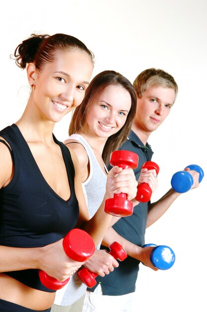 People group  doing fitness exercises