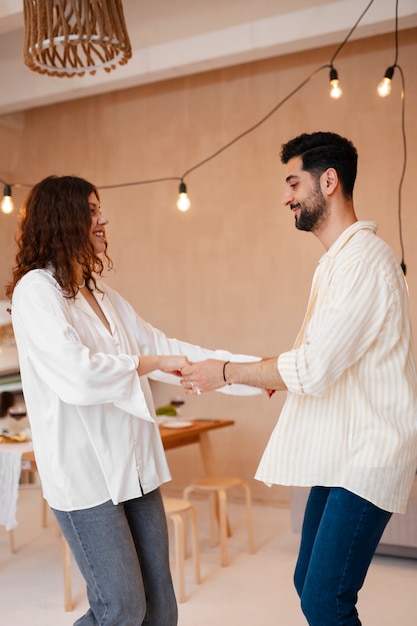 People having a casual salsa dance themed get-together