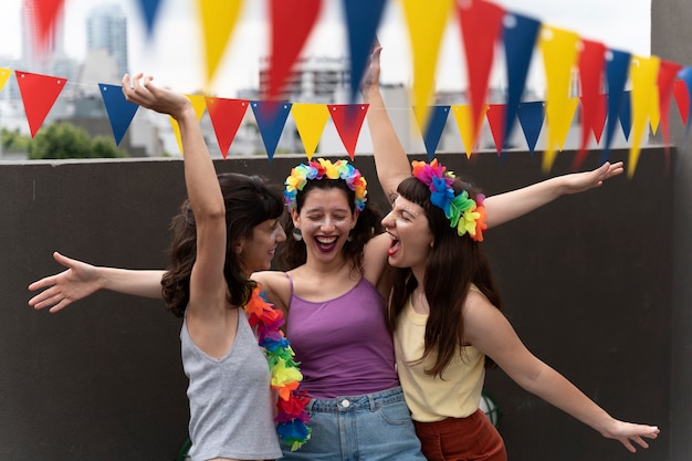 People having fun and celebrating carnival