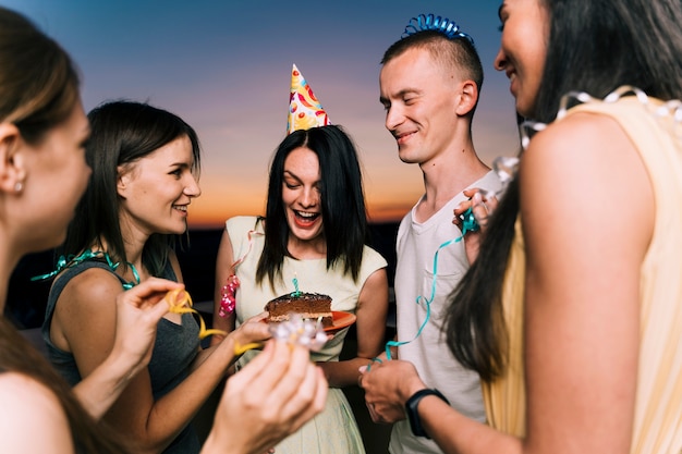 People having fun at rooftop party