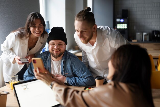 People having fun in their break time