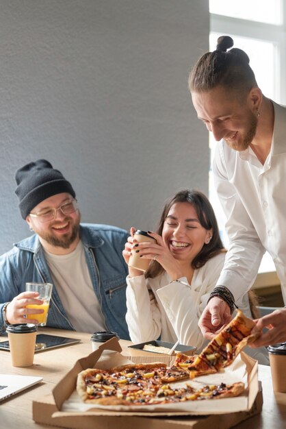 People having fun in their break time