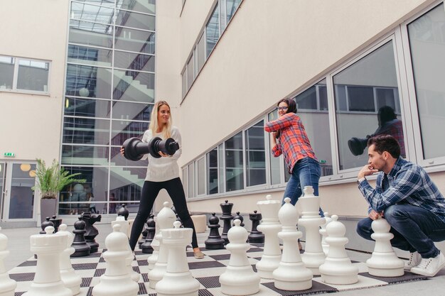 People having fun with chess