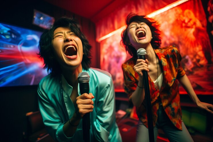 無料Photo カラオケで楽しんでいる人たち